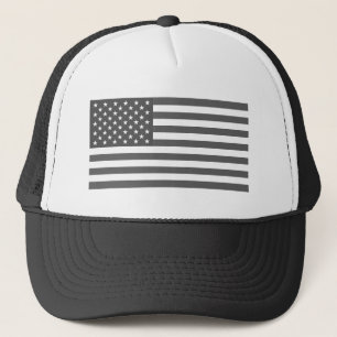 Patriotic black and white greyed out American flag Trucker Hat