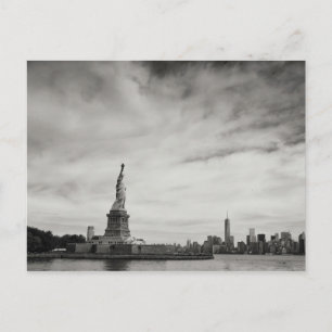 Patriotic Black and White Statue of Liberty Postcard