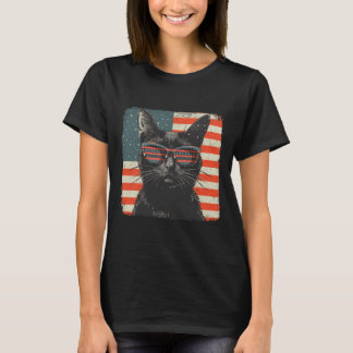Patriotic Black Cat Shirt 4th Of July Women Men Ki