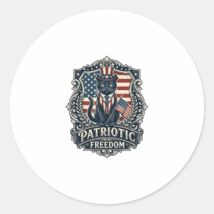 Patriotic Black Cat Vector Graphic Tee (2)_1 Classic Round Sticker