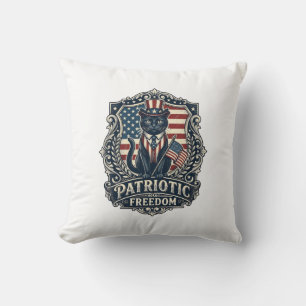 Patriotic Black Cat Vector Graphic Tee (2)_1 Cushion