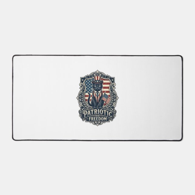 Patriotic Black Cat Vector Graphic Tee (2)_1 Desk Mat (Front)