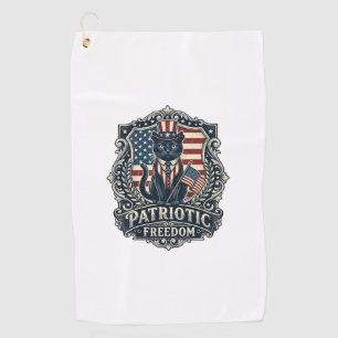 Patriotic Black Cat Vector Graphic Tee (2)_1 Golf Towel