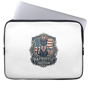Patriotic Black Cat Vector Graphic Tee (2)_1 Laptop Sleeve