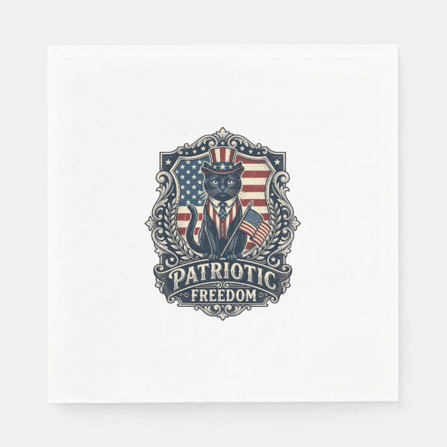 Patriotic Black Cat Vector Graphic Tee (2)_1 Napkin (Front)