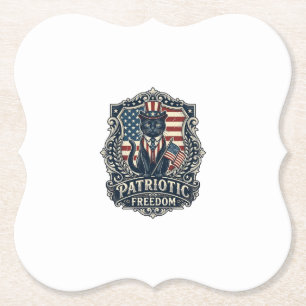 Patriotic Black Cat Vector Graphic Tee (2)_1 Paper Coaster
