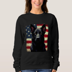 Patriotic Black German Shepherd USA American Flag Sweatshirt