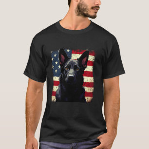 Patriotic Black German Shepherd USA American Flag T-Shirt