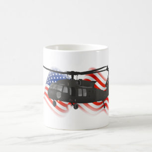 Patriotic Black Hawk UH-60 Military Helicopter Coffee Mug