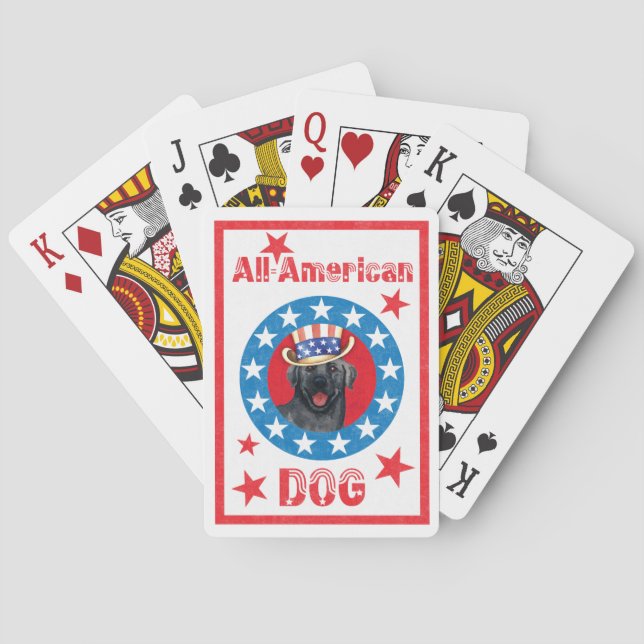 Patriotic Black Lab Playing Cards (Back)