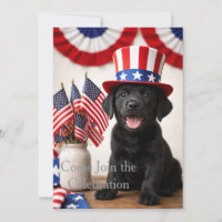 Patriotic Black Labrador Puppy Invitation |
