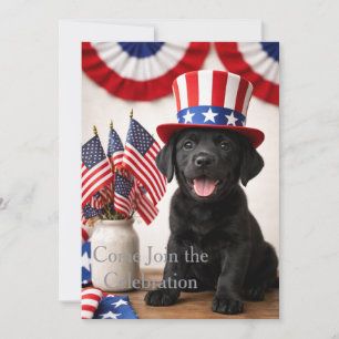 Patriotic Black Labrador Puppy Invitation  