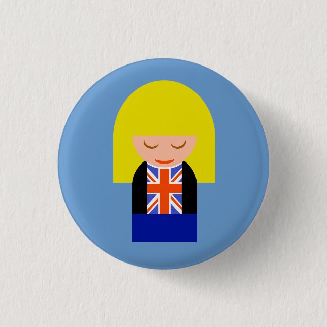 Patriotic Blonde Girl In A Union Jack Flag Tee 3 Cm Round Badge (Front)