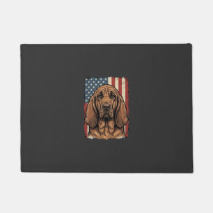 Patriotic Bloodhound Dog American Flag Art_1 Doormat