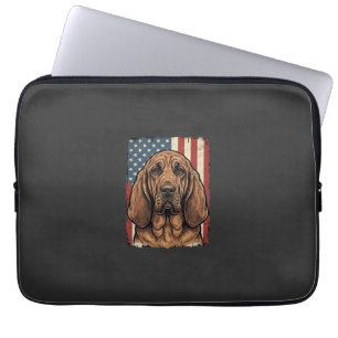 Patriotic Bloodhound Dog American Flag Art_1 Laptop Sleeve