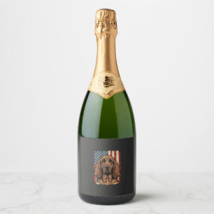 Patriotic Bloodhound Dog American Flag Art_1 Sparkling Wine Label