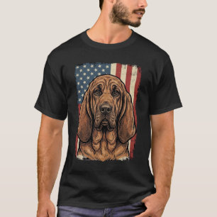 Patriotic Bloodhound Dog American Flag Art_1 T-Shirt