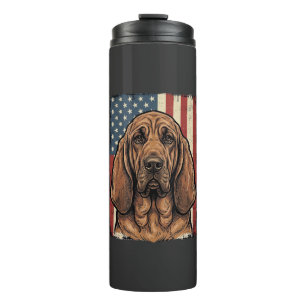 Patriotic Bloodhound Dog American Flag Art_1 Thermal Tumbler
