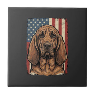 Patriotic Bloodhound Dog American Flag Art_1 Tile