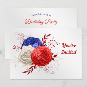 Patriotic Bloom Trio Birthday Invitation