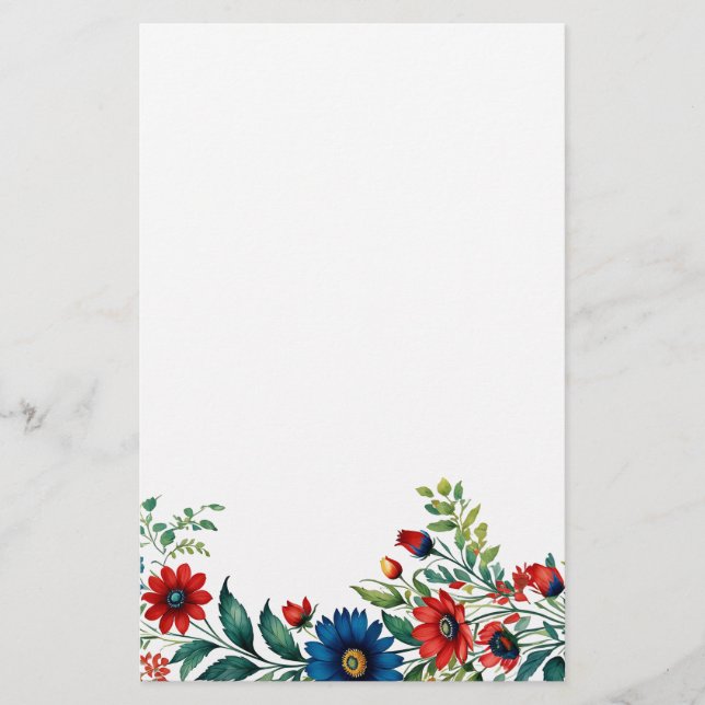 Patriotic Blooms Stationery (Front)