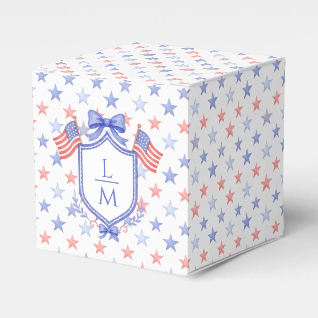Patriotic Blue and Red Stars Favour Box (Front Side)