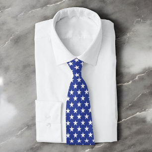 Patriotic Blue and White Stars Pattern Tie