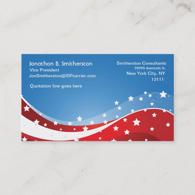 Patriotic Blue Business Card (Front)