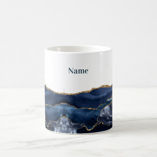 Patriotic Blue Gold Agate Coffee Mug