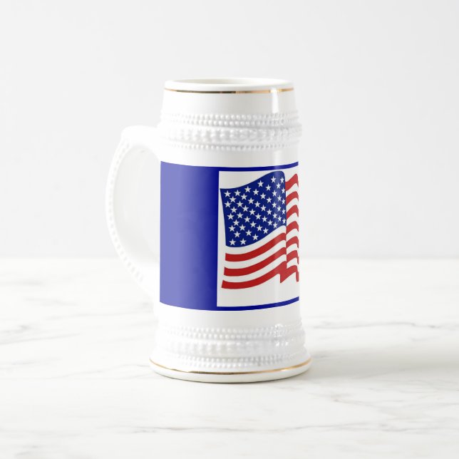 Patriotic Blue  Gold US Flag  Beer Stein (Front Left)