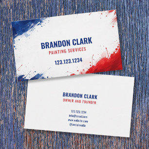 Patriotic Blue & Red Splatter Frame Painting Business Card