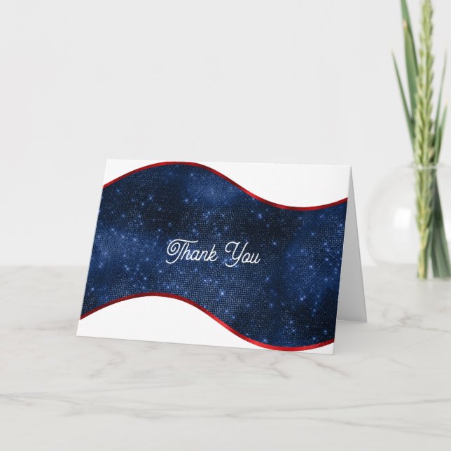 Patriotic Blue Wave Thank You Card (Front)