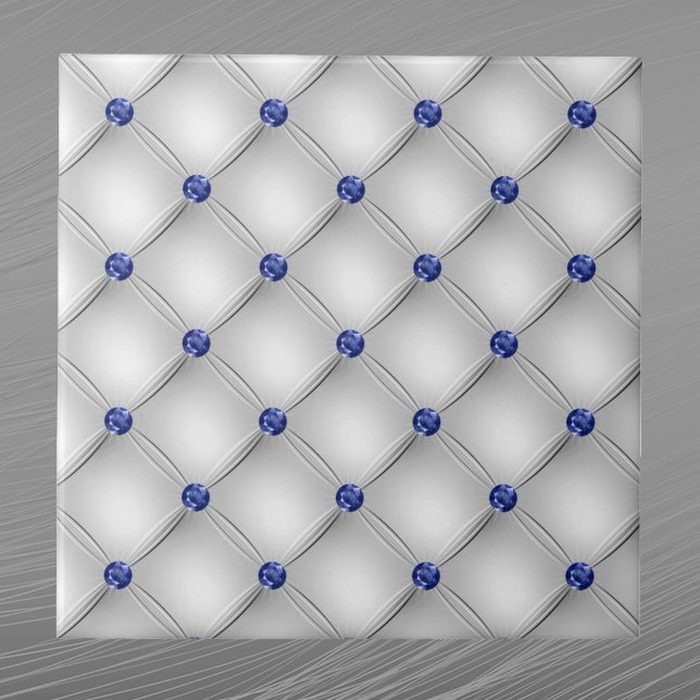 Patriotic Blue White Faux Tufted Tile (Creator Uploaded)