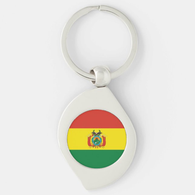Patriotic Bolivia Flag Key Ring (Front)