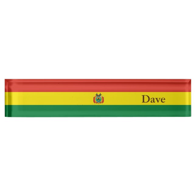 Patriotic Bolivia Flag Nameplate (Front)