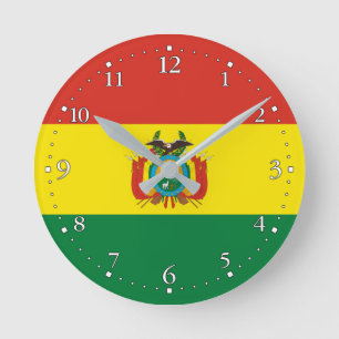 Patriotic Bolivia Flag Round Clock