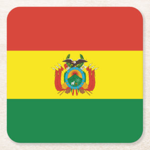 Patriotic Bolivia Flag Square Paper Coaster