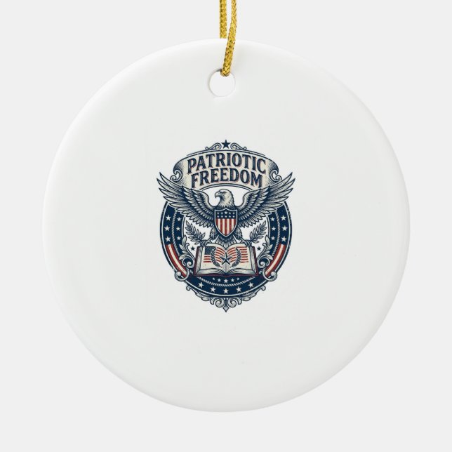 Patriotic Book Club Vector Graphic Tee (2) Ceramic Tree Decoration (Front)