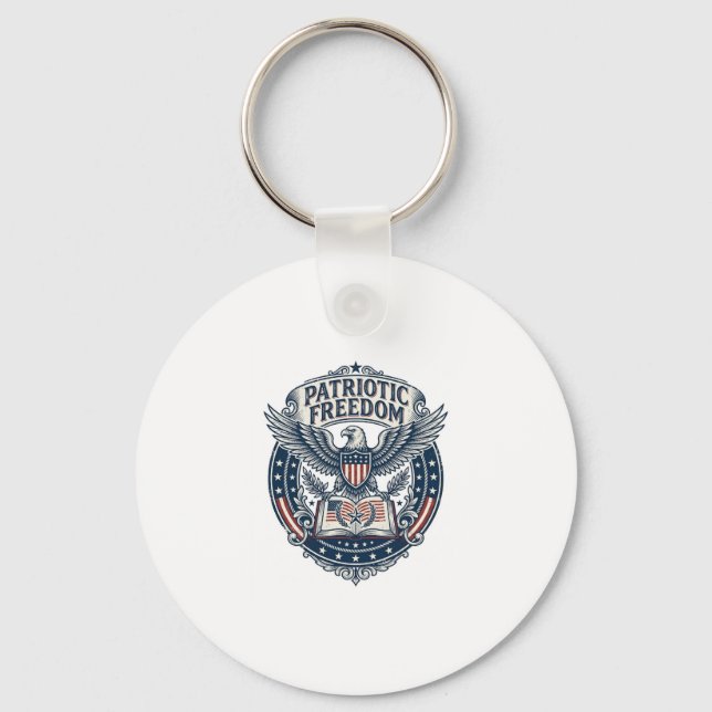 Patriotic Book Club Vector Graphic Tee (2) Key Ring (Front)