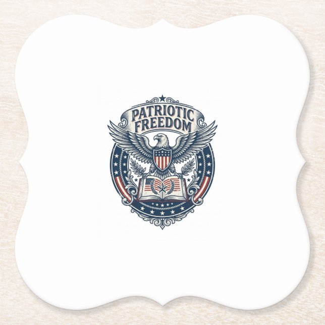 Patriotic Book Club Vector Graphic Tee (2) Paper Coaster (Front)
