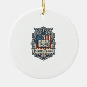 Patriotic Book Club Vector Graphic Tee Ceramic Tree Decoration