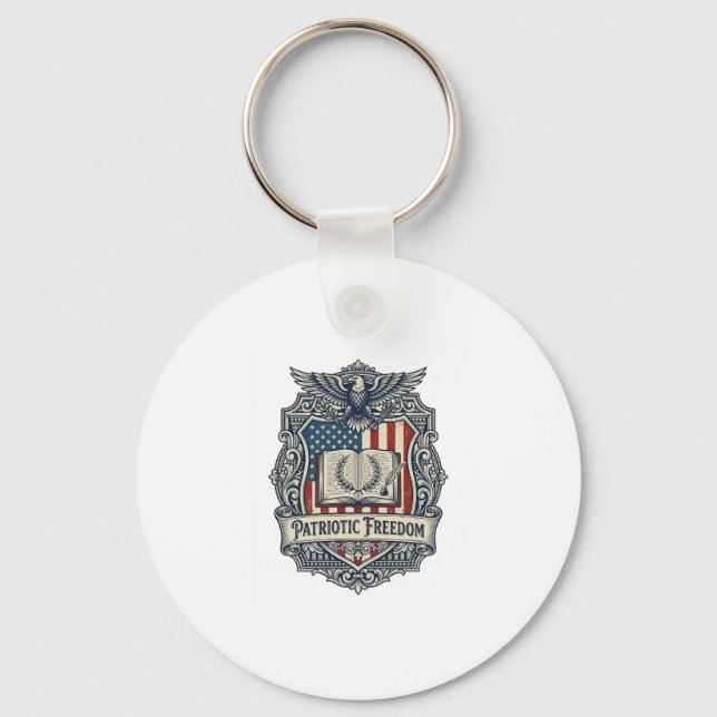 Patriotic Book Club Vector Graphic Tee Key Ring (Front)