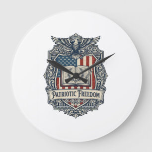 Patriotic Book Club Vector Graphic Tee Large Clock