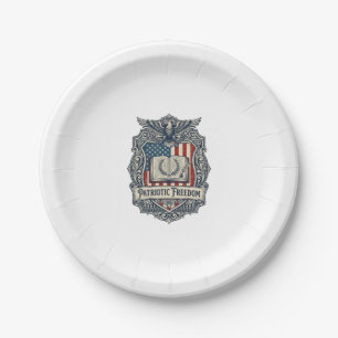 Patriotic Book Club Vector Graphic Tee Paper Plate