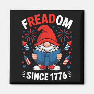Patriotic Book Gnome 4th July American Flag Magnet