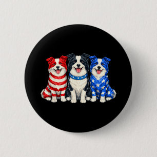 Patriotic Border Collie Dog Shirt USA Flag Puppy 6 Cm Round Badge