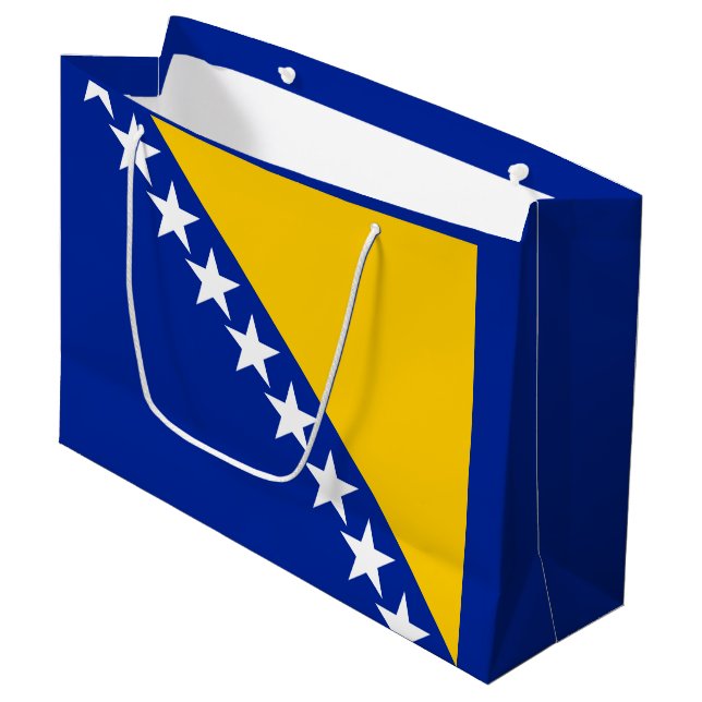 Patriotic Bosnia Herzegovina Flag Large Gift Bag (Front Angled)