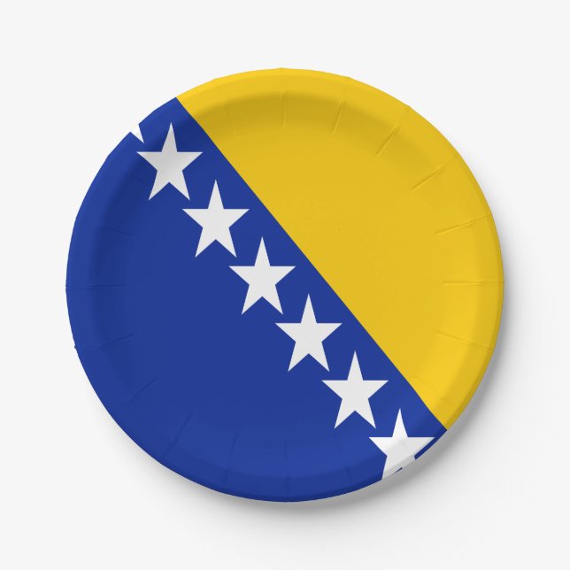 Patriotic Bosnia Herzegovina Flag Paper Plate (Front)