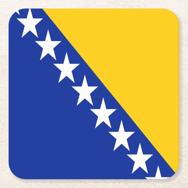 Patriotic Bosnia Herzegovina Flag Square Paper Coaster (Front)