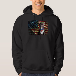 Patriotic Boston Terrier American Flag Dog Men Wom Hoodie